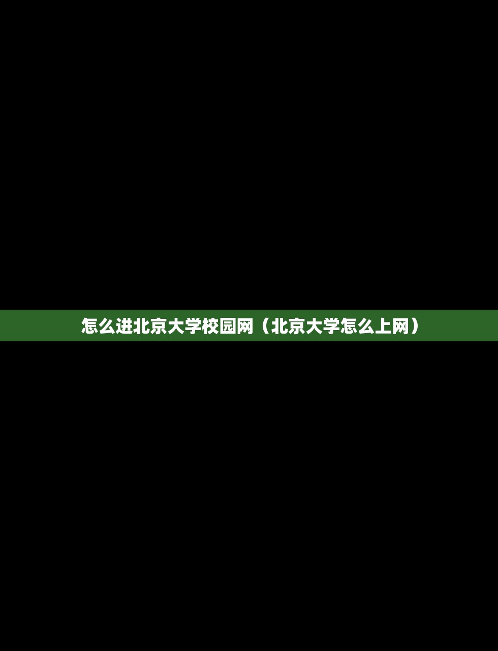 怎么进北京大学校园网（北京大学怎么上网）