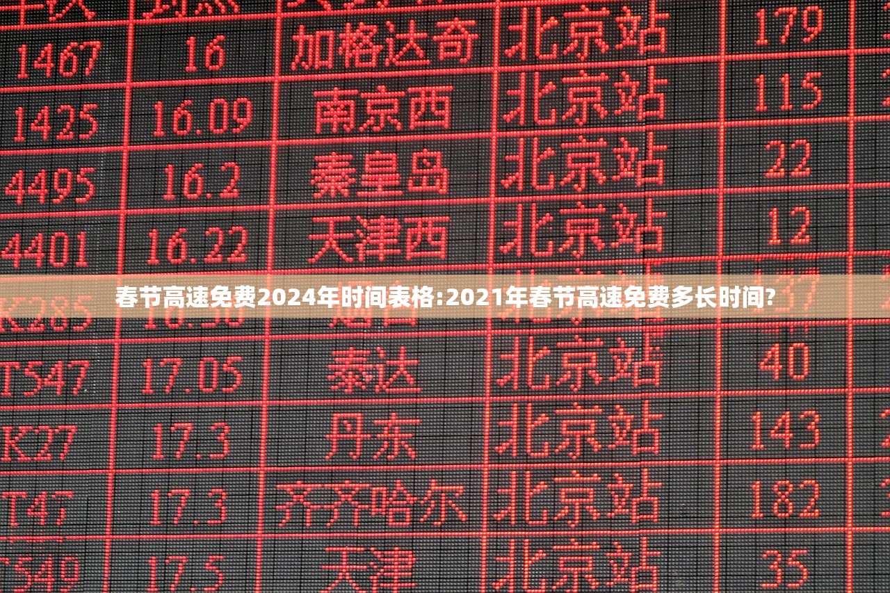 春节高速免费2024年时间表格:2021年春节高速免费多长时间? 春节高速免费2024年时间表格:2021年春节高速免费多长时间?